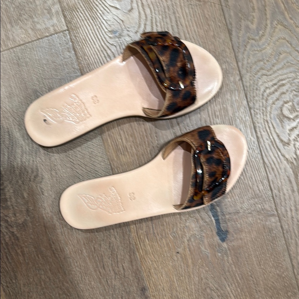 Ancient Greek Sandals Tan and Brown Slide Sandals